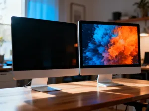 Nowoczesny punkt dostępowy i router ustawione obok siebie na biurku, prezentujące różnice w wyglądzie urządzeń sieciowych.