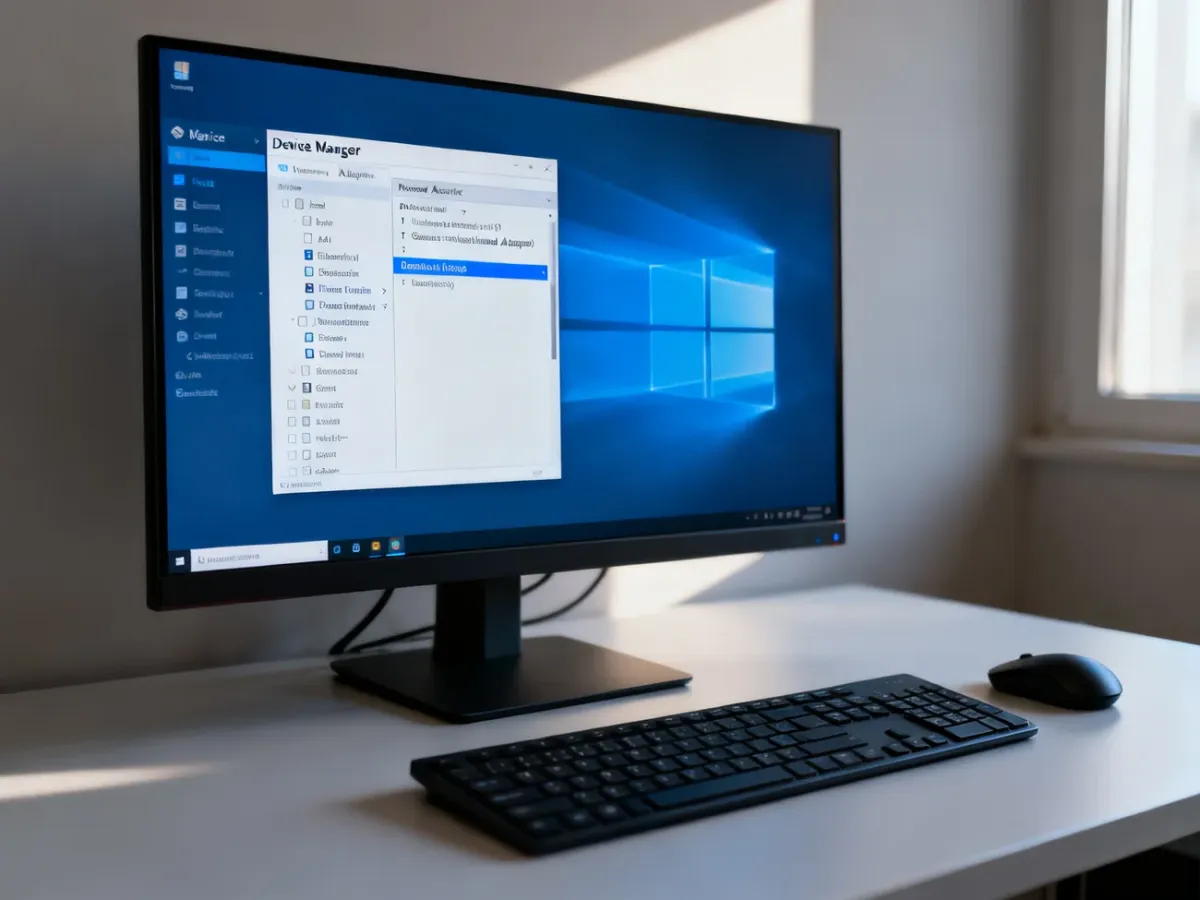 Menedżer urządzeń Windows z rozwiniętą sekcją kart sieciowych