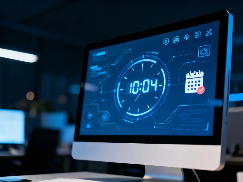 Cyfrowy zegar odliczający czas na monitorze komputera, symbolizujący zbliżający się koniec wsparcia dla systemu Windows 10.