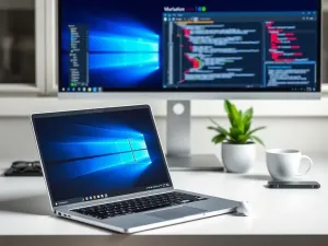 Wydruk testowy z kolorowymi paskami CMYK obok głowicy drukarki, obrazujący poprawność działania dysz.