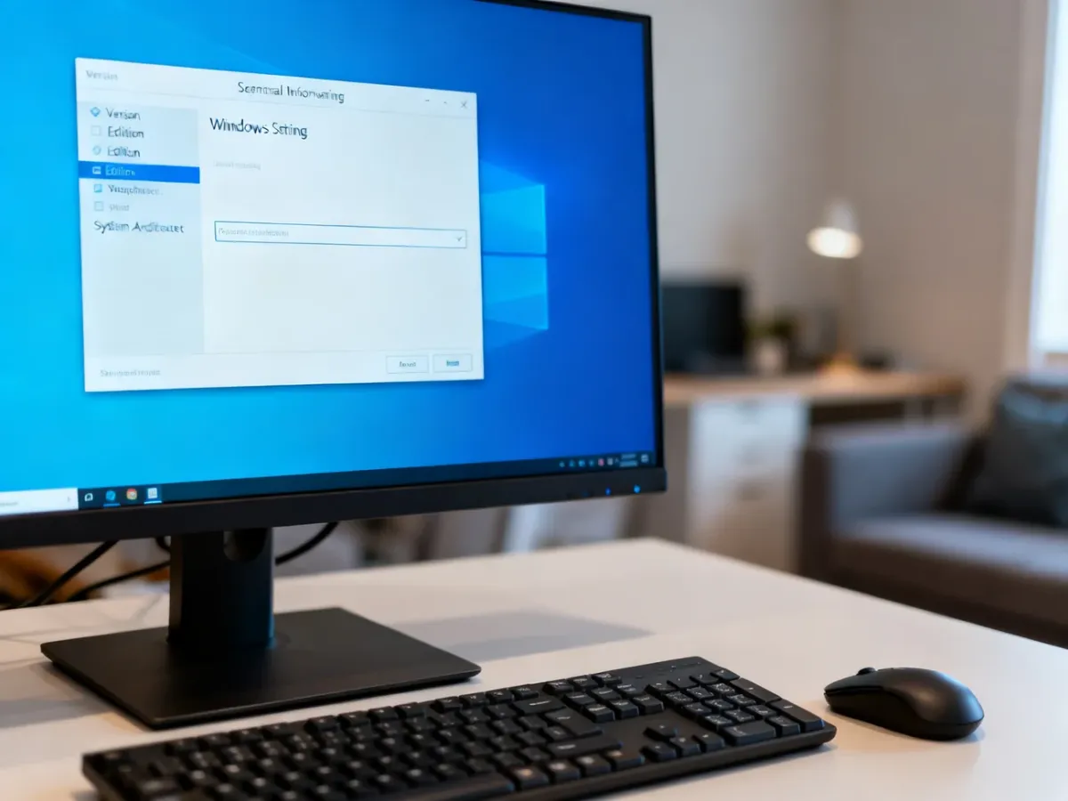 Komputer wyświetlający ustawienia informacji o systemie Windows