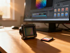 Karta z cyfrowym kodem do gry na tle podświetlanego stanowiska gamingowego, ilustrująca proces aktywacji klucza Steam.
