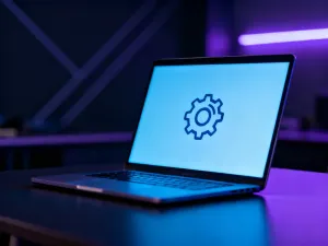 Ekran komputera z arkuszem kalkulacyjnym i ikonami automatyzacji, ilustrujący pracę z makrami w programie Excel.