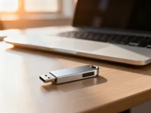 Świecąca cyfrowa kłódka nad klawiaturą laptopa, symbolizująca ochronę danych i bezpieczeństwo w sieci.