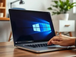 Świecąca ikona kłódki i kod binarny na ekranie laptopa, symbolizujące bezpieczeństwo danych i szyfrowanie dysku.